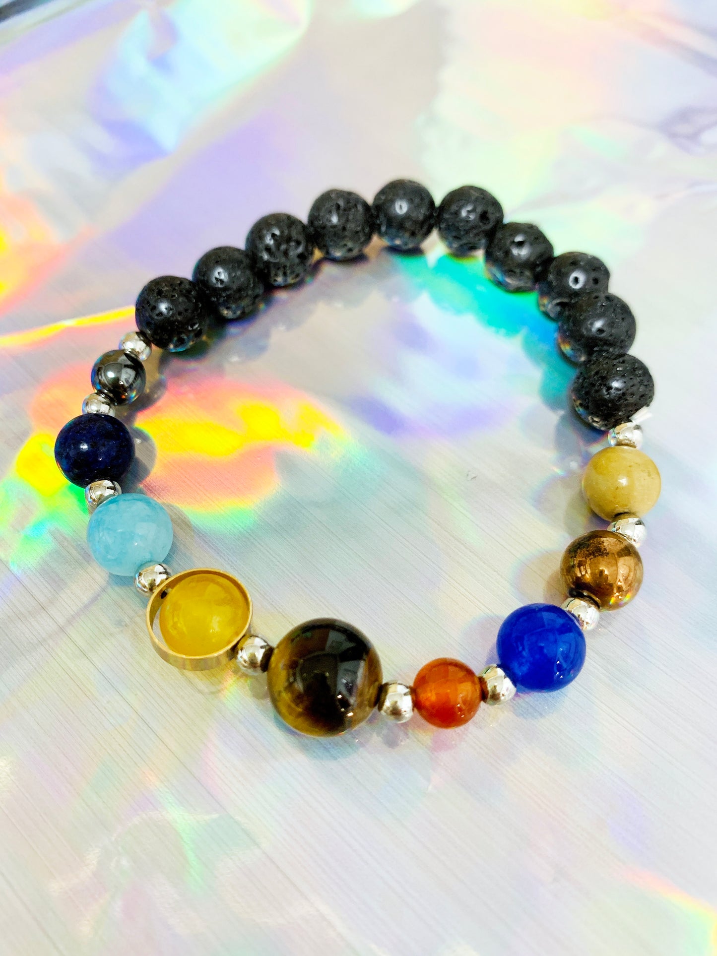 Solar System Lava Stone Essential Oil Bracelet